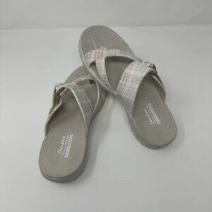 Skechers Women's Foamies Reggae Tartan Charm Slip On Sandals Pink Size 9